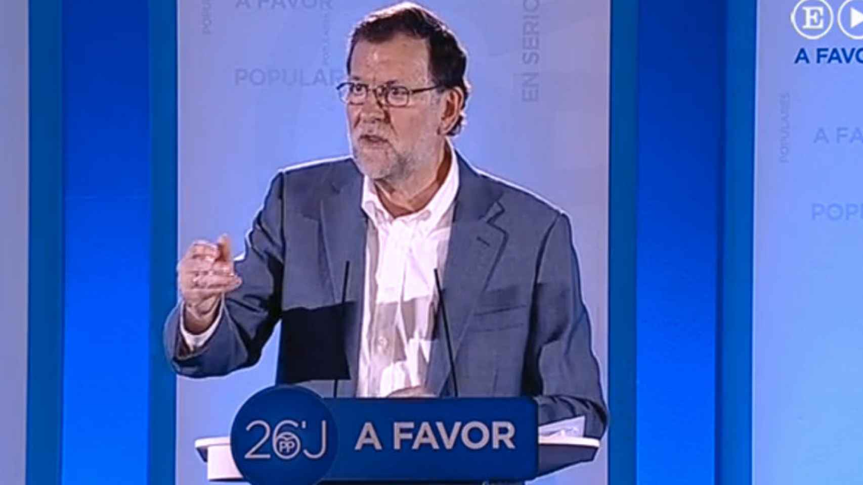 Mariano Rajoy durante su intervención en el acto de hoy en Barcelona.