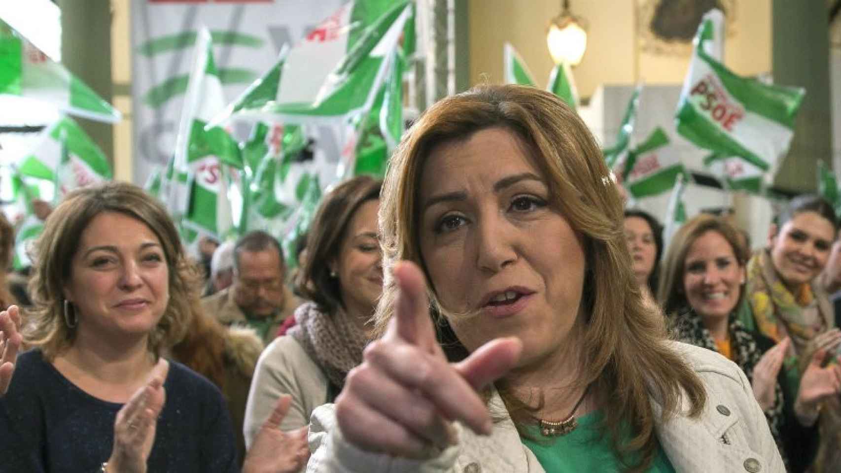 La secretaria general del PSOE andaluz y presidenta de la Junta, Susana Díaz, en un acto previo al Día de Andalucía hoy en Sevilla.