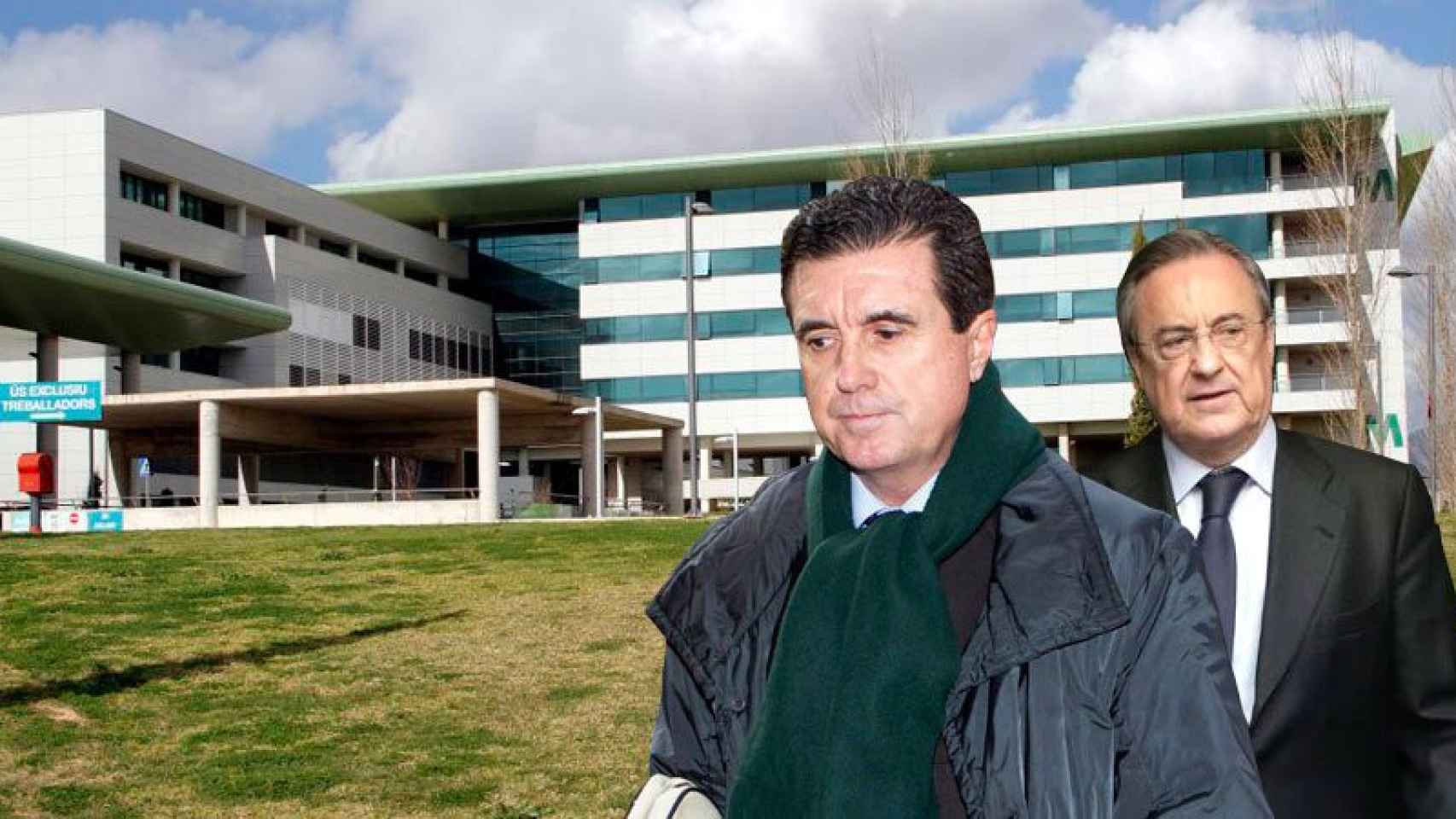 El hospital balear Son Espases con Jaume Matas, en primer término, y Florentino Pérez, detrás.
