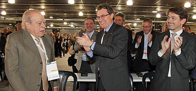 Jordi Pujol, Artur Mas y Oriol Pujol, en un acto de CDC