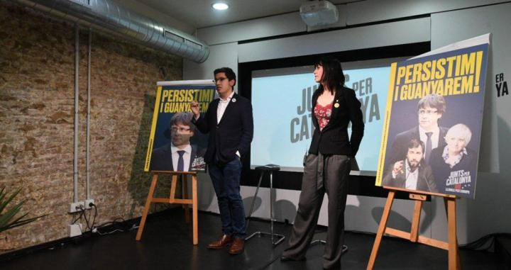 Imagen de la campaña de Junts per Catalunya para las elecciones europeas, con las fotos de Puigdemont, Comín y Ponsatí / JxCat