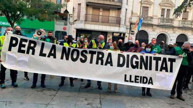 Protesta de funcionarios de la cárcel de Lleida este viernes / EUROPA PRESS
