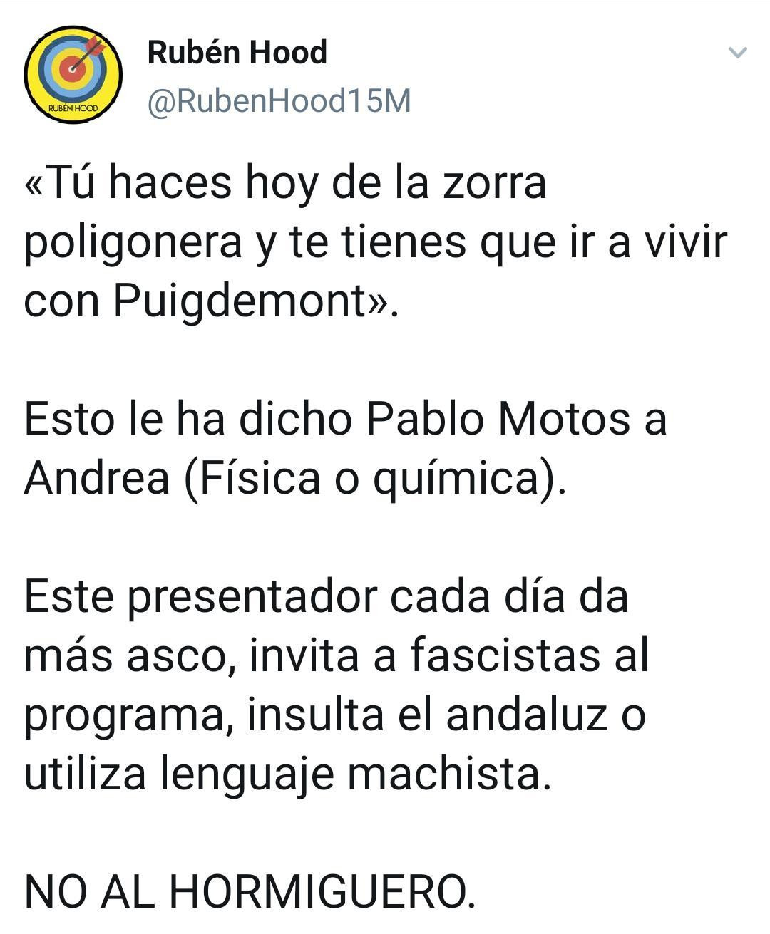 Críticas a Pablo Motos por un comentario sobre Puigdemont