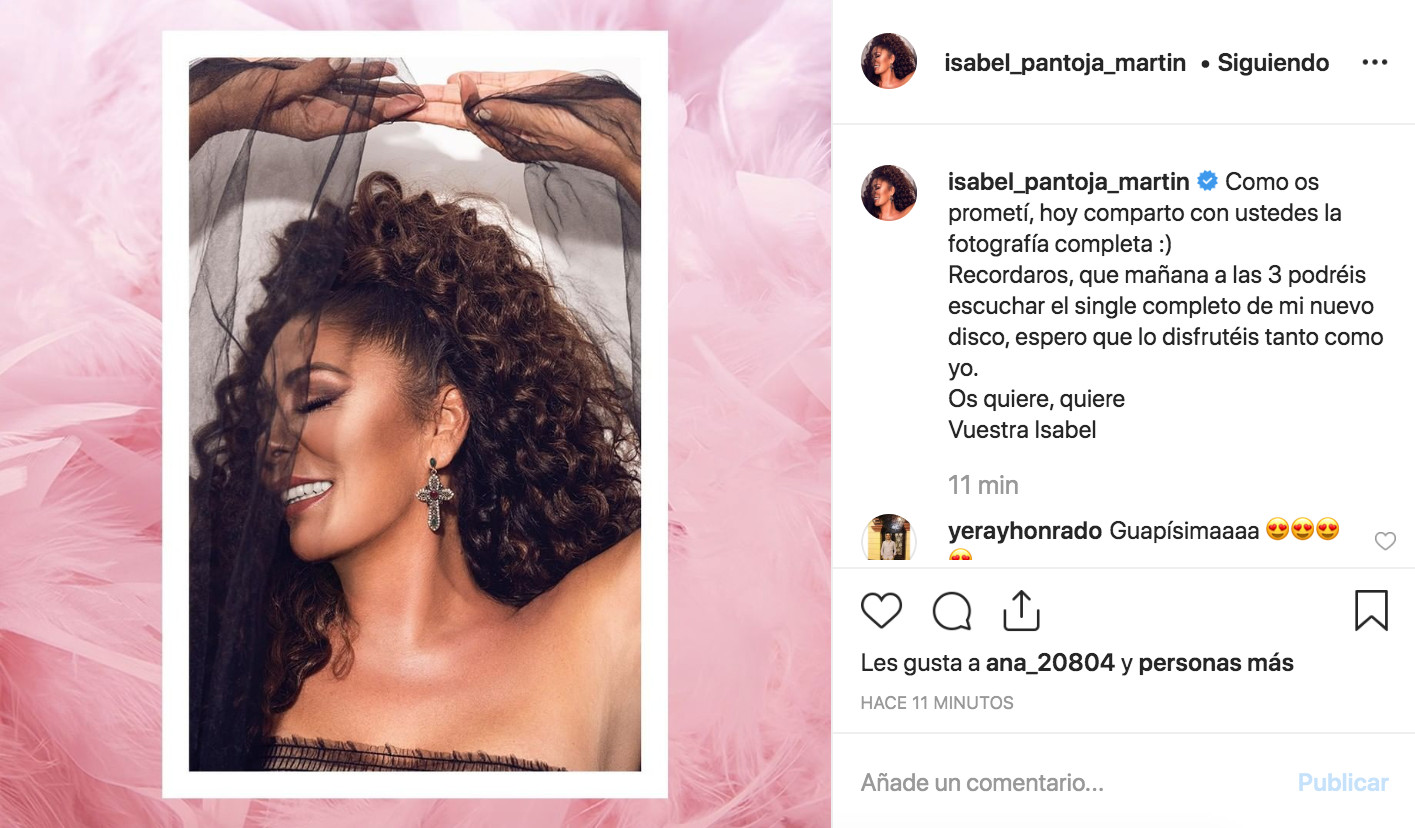 Isabel Pantoja muestra la imagen de su nuevo disco en sus redes sociales / INSTAGRAM