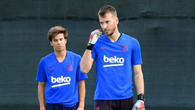 Neto en un entrenamiento del Barça / EFE