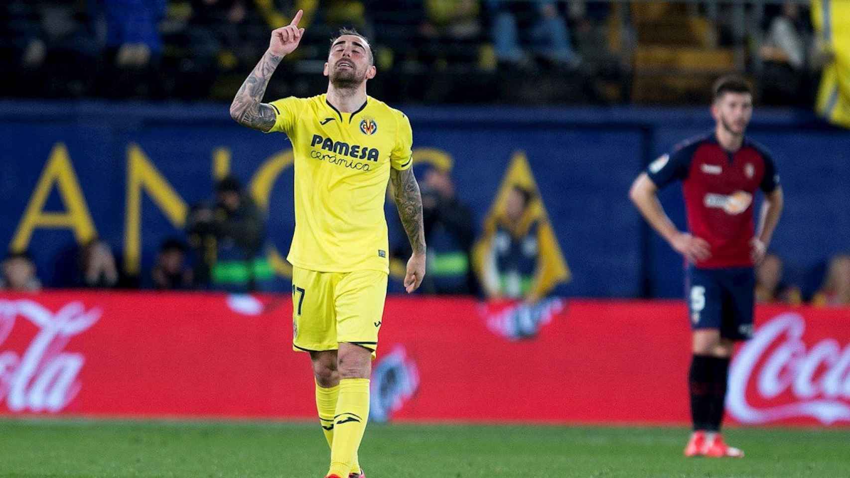 Paco Alcácer celebra su primer gol con el Villarreal / EFE