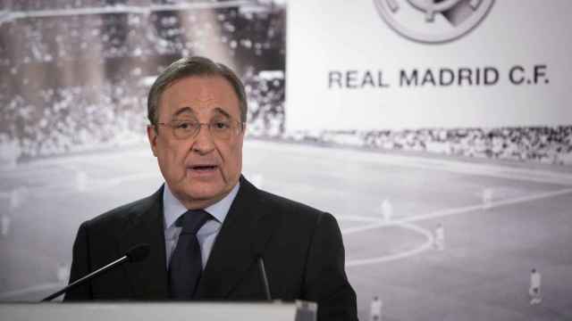 Florentino Pérez en un acto en el Santiago Bernabéu