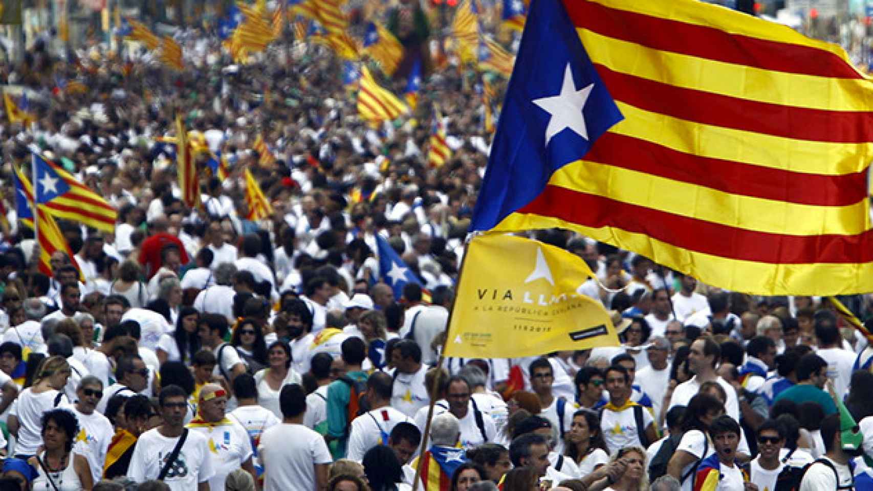 Manifestación independentista organizada por el nacionalismo catalán. Imagen del artículo 'La verdadera patria'