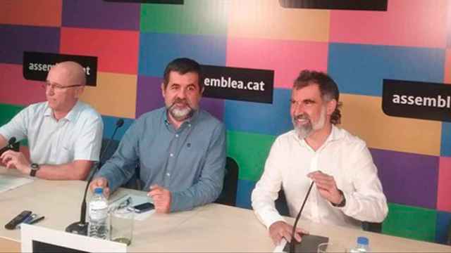 El presidente de la ANC, Jordi Sánchez(c), en la presentación de los actos del referéndum / CG