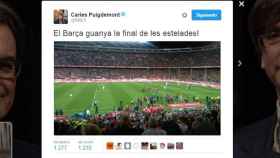Tuit de Carles Puigdemont tildando la final de la Copa del Rey de este año como la final de las esteladas.