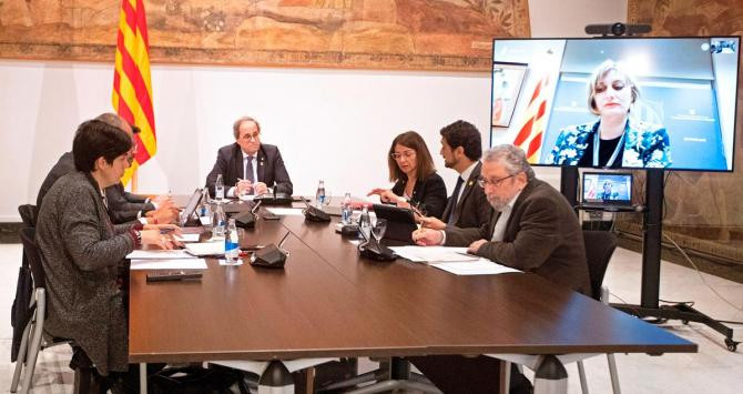 Quim Torra convocó una cuestionable reunión de urgencia sobre el coronavirus en el Palau de la Generalitat ayer / EFE