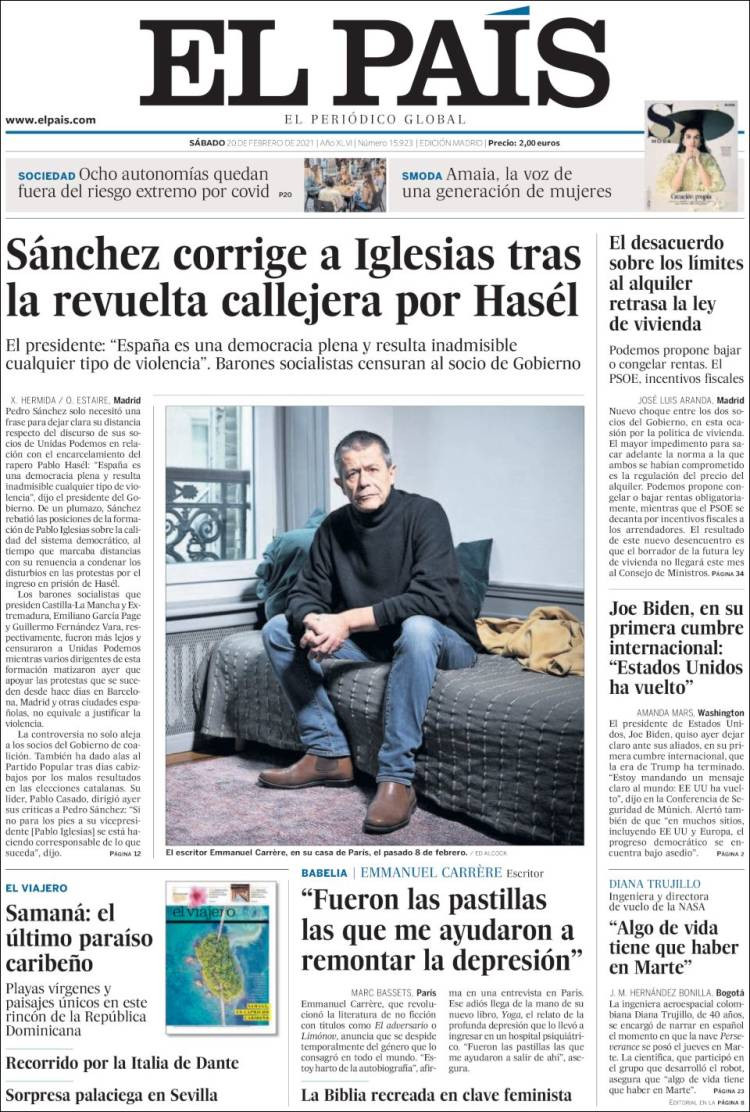 Portada de 'El País' del 20 de febrero de 2021 / KIOSKO.NET