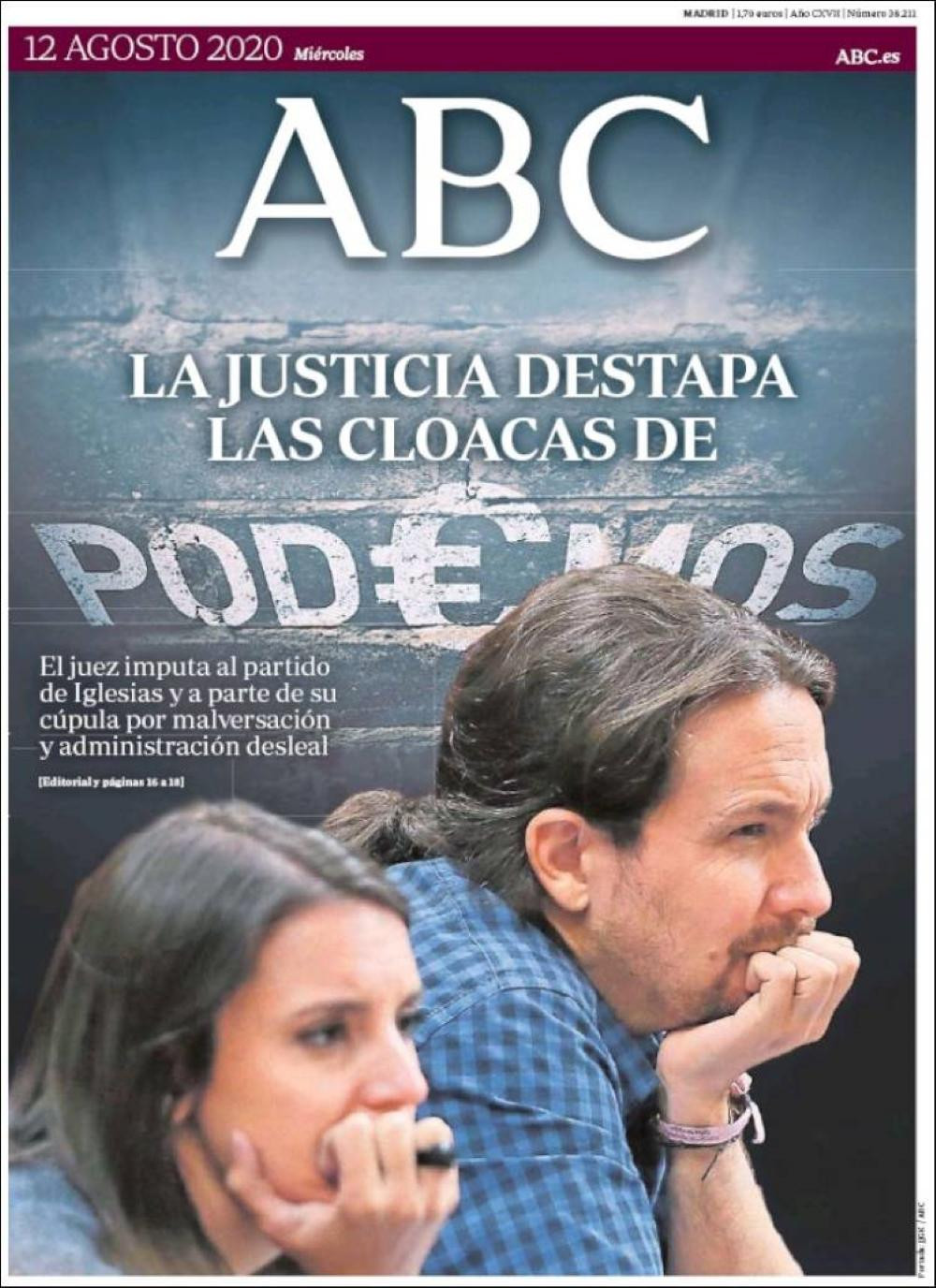 Las cloacas de Podemos, las primeras planas del diario 'ABC'