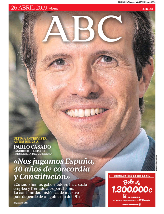 Pablo Casado ocupa la portada de 'ABC'