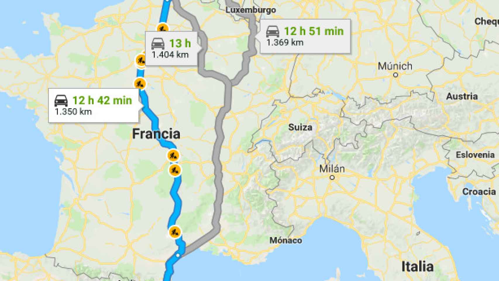 Recorrido de Barcelona a Bruselas en coche / GOOGLE MAPS