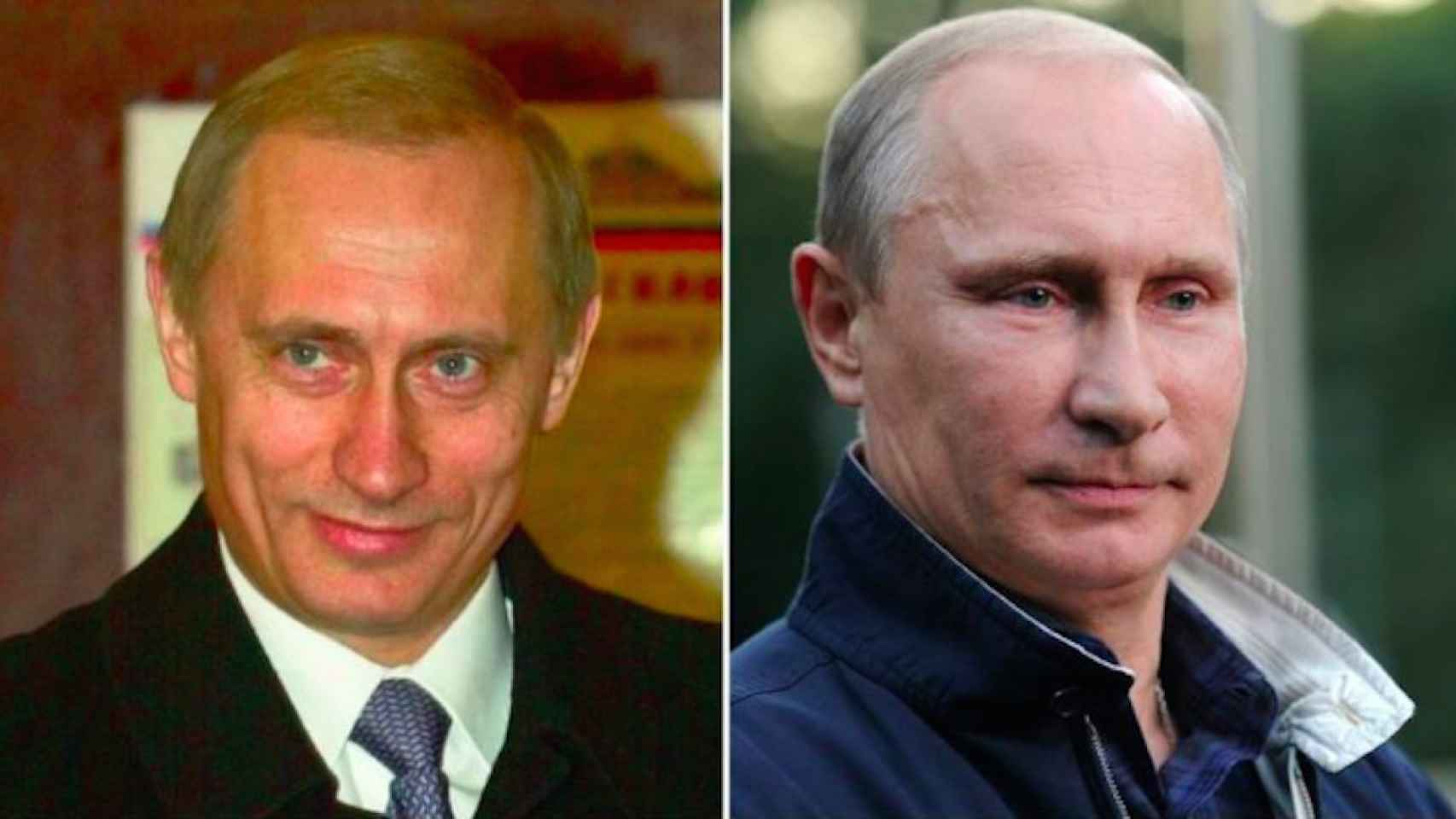 Una foto del antes y el después del rostro de Putin