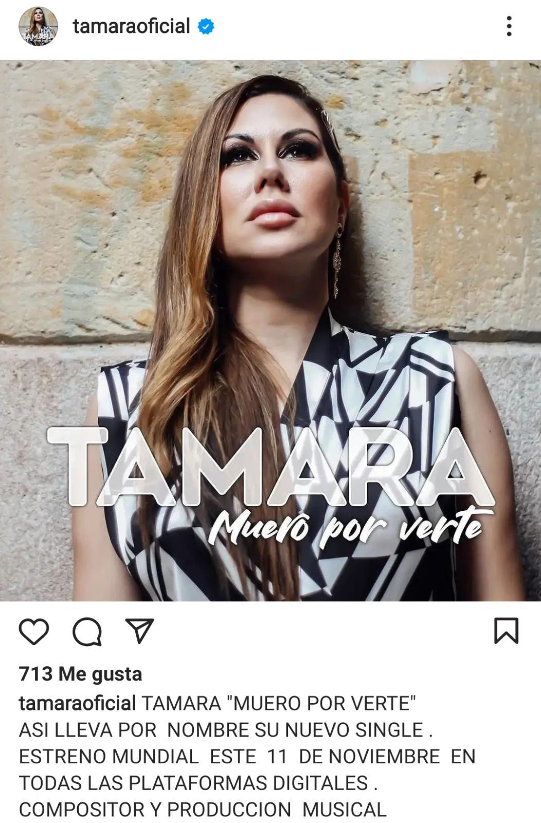 Imagen promocional de la nueva canción de Tamara