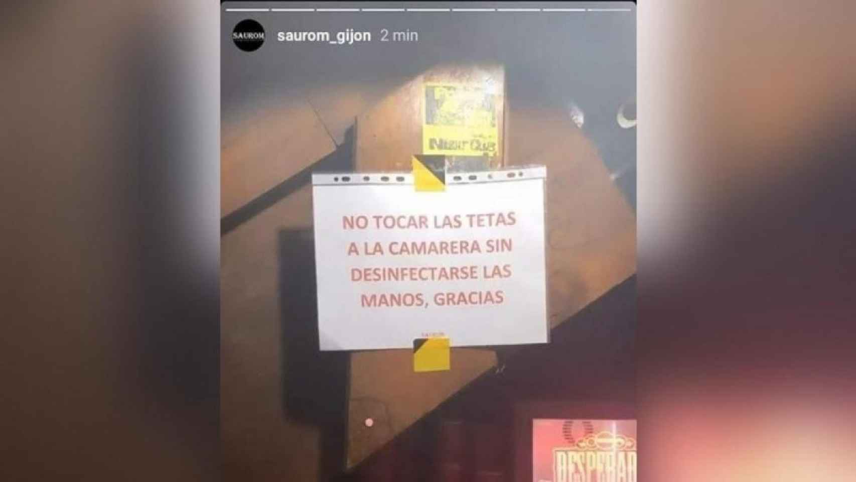 Cartel machista de un bar de Gijón / INSTAGRAM
