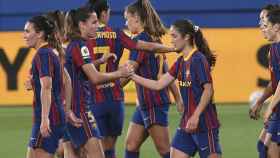 Las jugadoras del Barça, celebrando un gol / EFE
