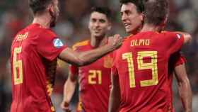 Dani Olmo celebrando un gol con la Roja / EFE