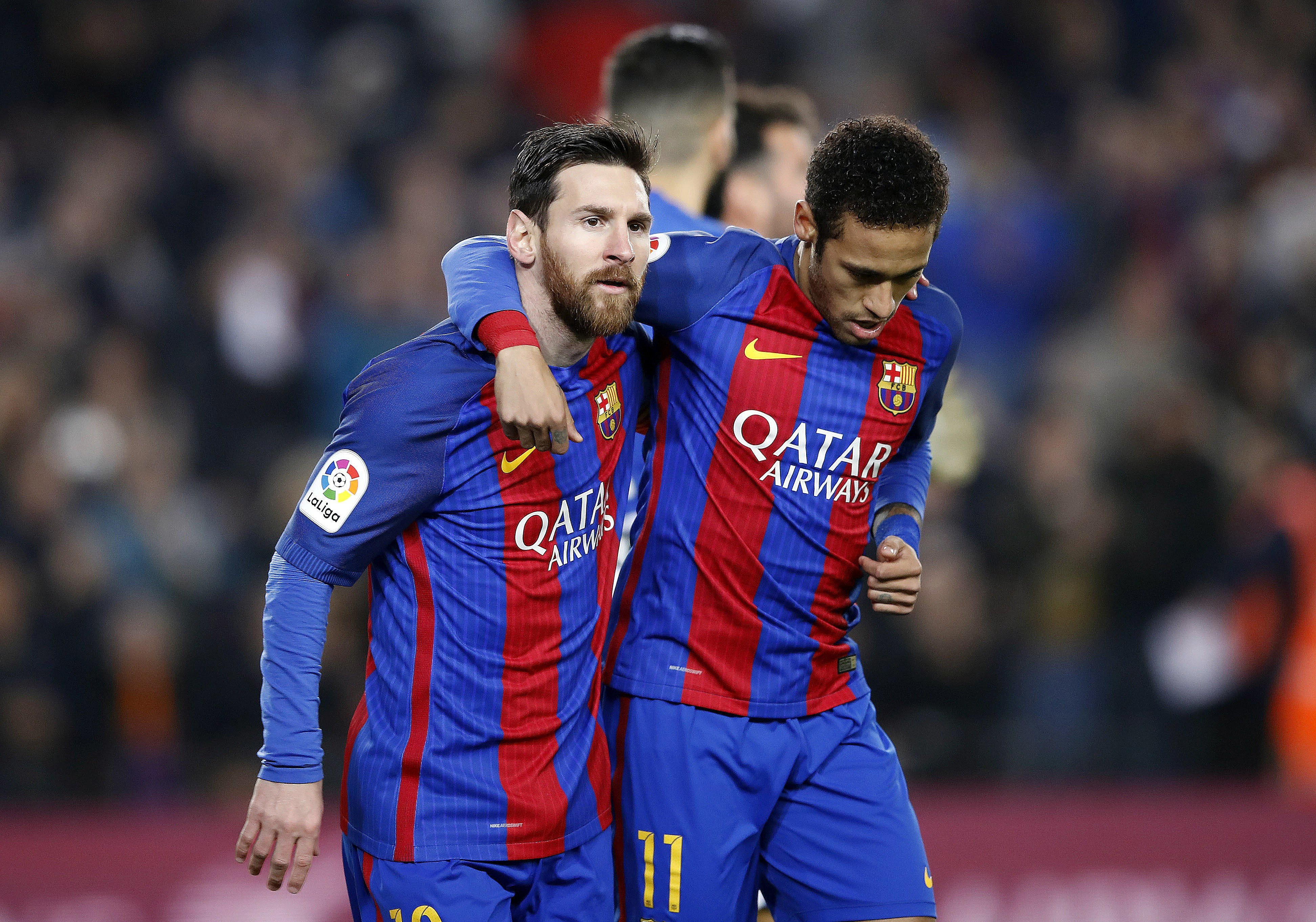 Leo Messi celebrando un gol con Neymar Júnior con el Barça / EFE
