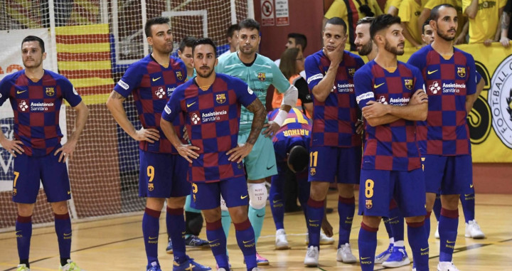 Una foto de los jugadores del Barça de fútbol sala tras perder la Copa Catalunya / FCB