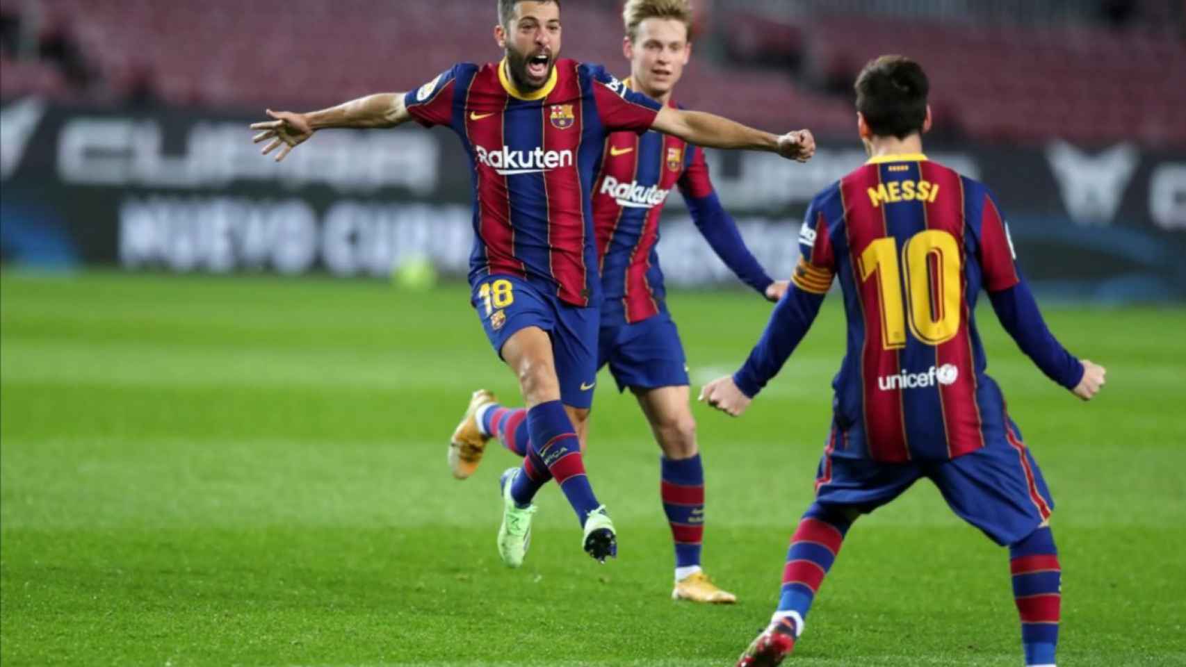 Jordi Alba celebrando su gol contra la Real Sociedad / FC Barcelona