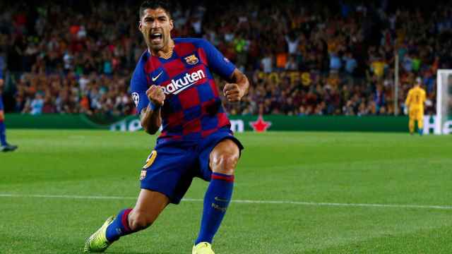 Luis Suárez celebra un gol con el Barça / EFE