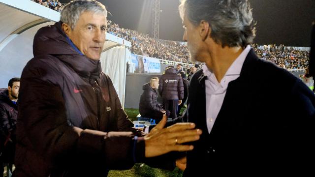 Quique Setién y Pablo Alfaro en el Ibiza-Barça / EFE