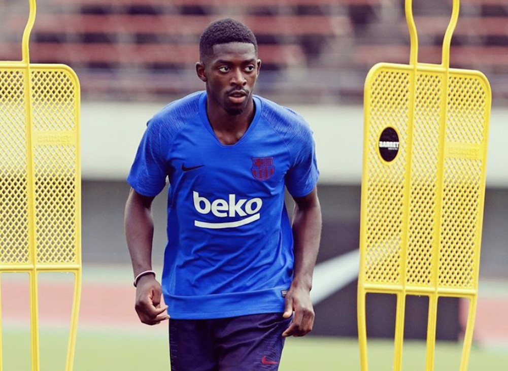 Una foto de Ousmane Dembelé durante un entrenamiento del Barça / FCB