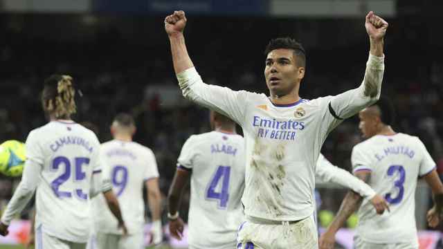 Casemiro celebra un gol con el Real Madrid/ EFE