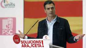 Pedro Sánchez, secretario general del PSOE, de campaña en Cataluña esta semana / EFE