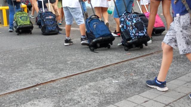Un grupo de alumnos entra en el colegio en fila / EP