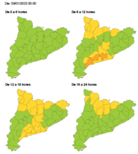 Zonas afectadas por las rachas de viento en Cataluña / PROTECCIÓ CIVIL