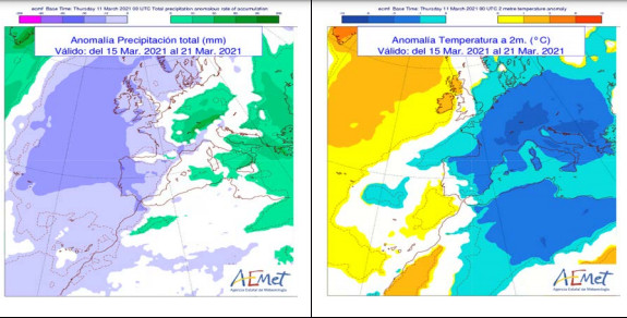 Predicción general para esta semana de la entrada de masa de frío polar / AEMET