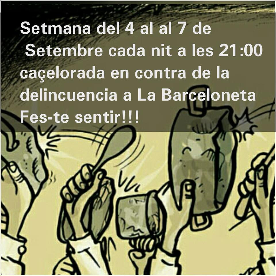 Cacerolada contra la inseguridad en la Barceloneta