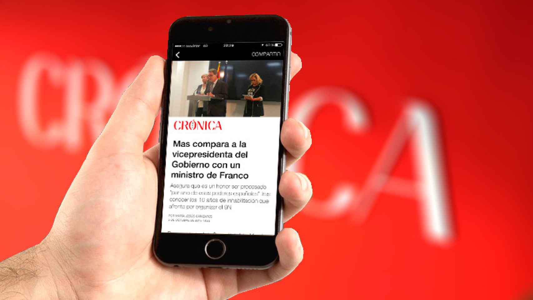 Una noticia de 'Crónica Global' visualizada a través de la aplicación Instant Articles de Facebook para móviles / CG