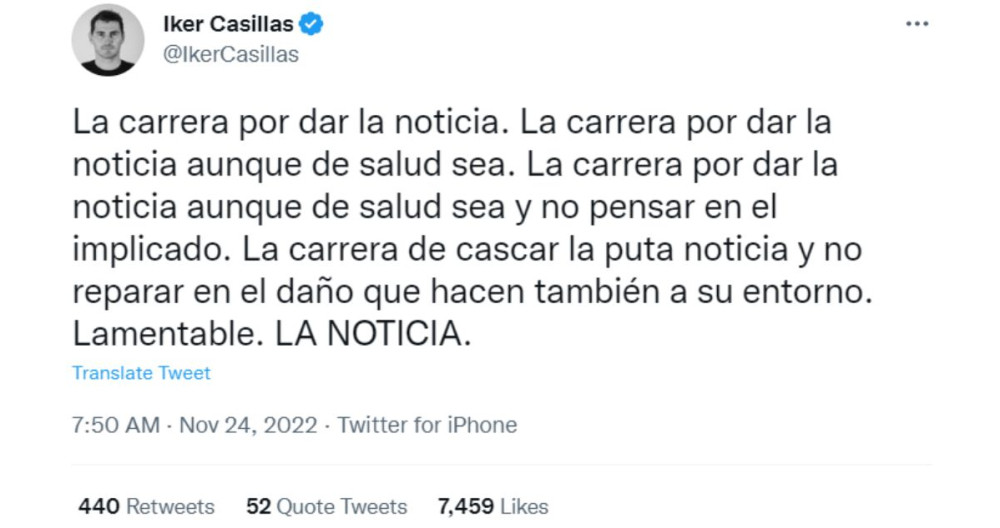 Tweet de Iker Casilla / TWITTER