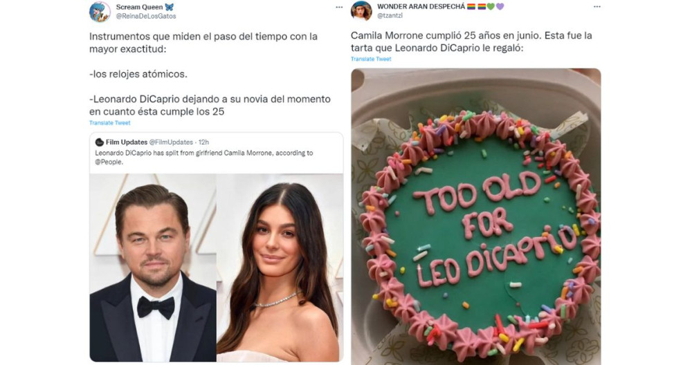 Memes sobre la ruptura entre Leonardo DiCaprio y Camila Morrone / TWITTER