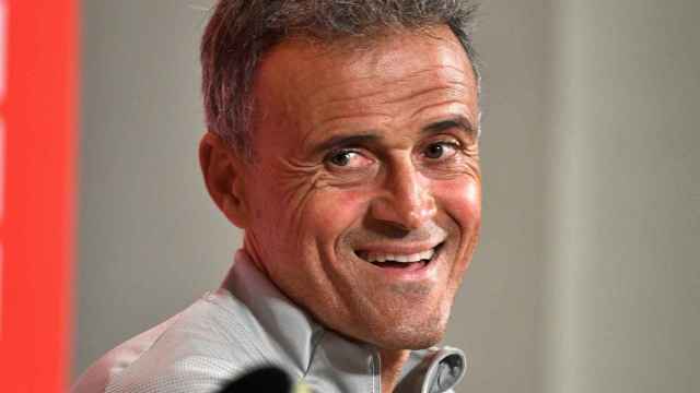 Luis Enrique en un momento de la rueda de prensa previa al duelo entre Suecia y España / EFE