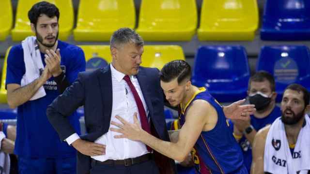 Jasikevicius, junto a Thomas Heurtel, en un partido del Barça / FCB