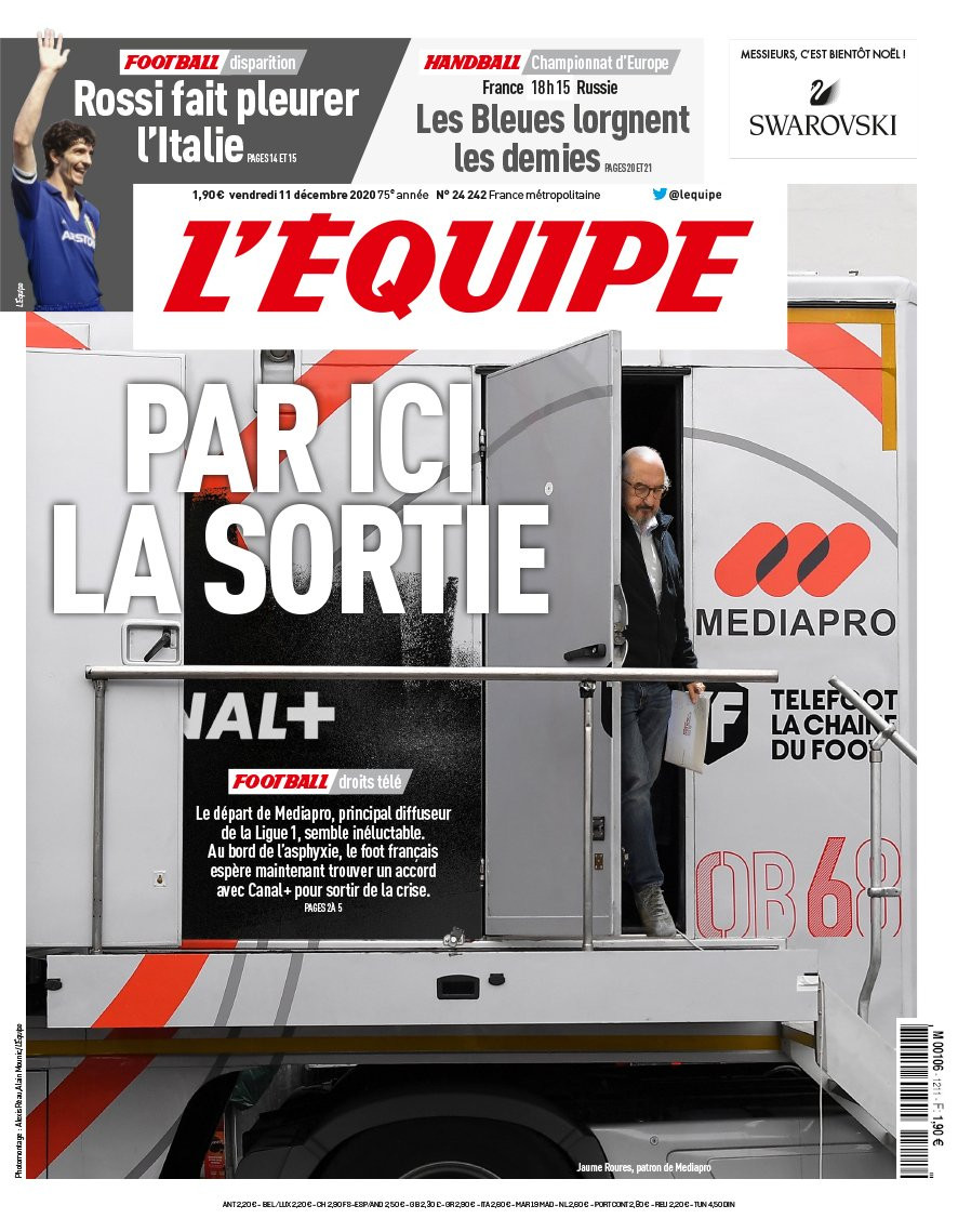 Portada de 'L'Equipe' sobre el conflicto de Telefoot / L'Equipe