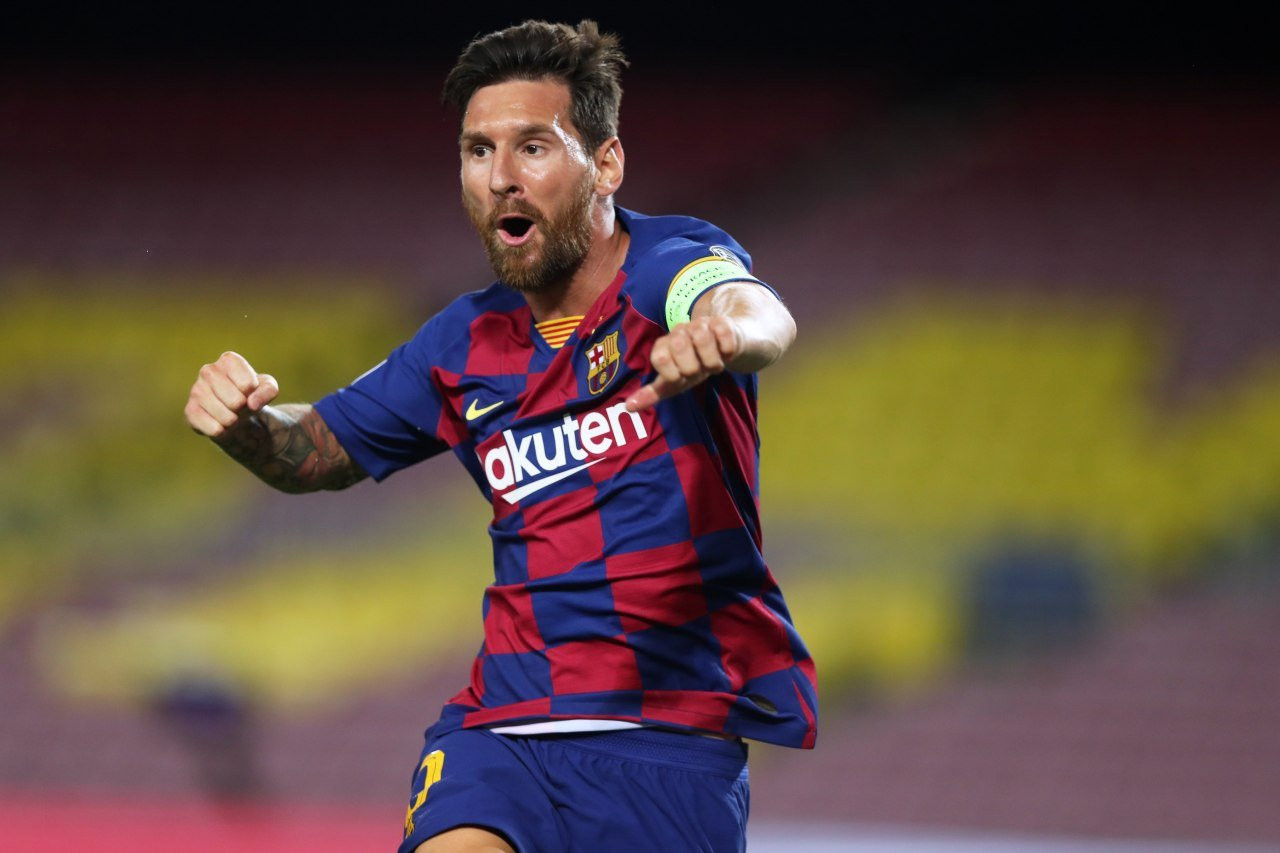 Leo Messi celebrando su gol contra el Nápoles / Redes