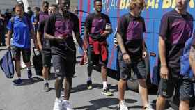Una foto de los jugadores del Barça llegando a San Mamés / FCB