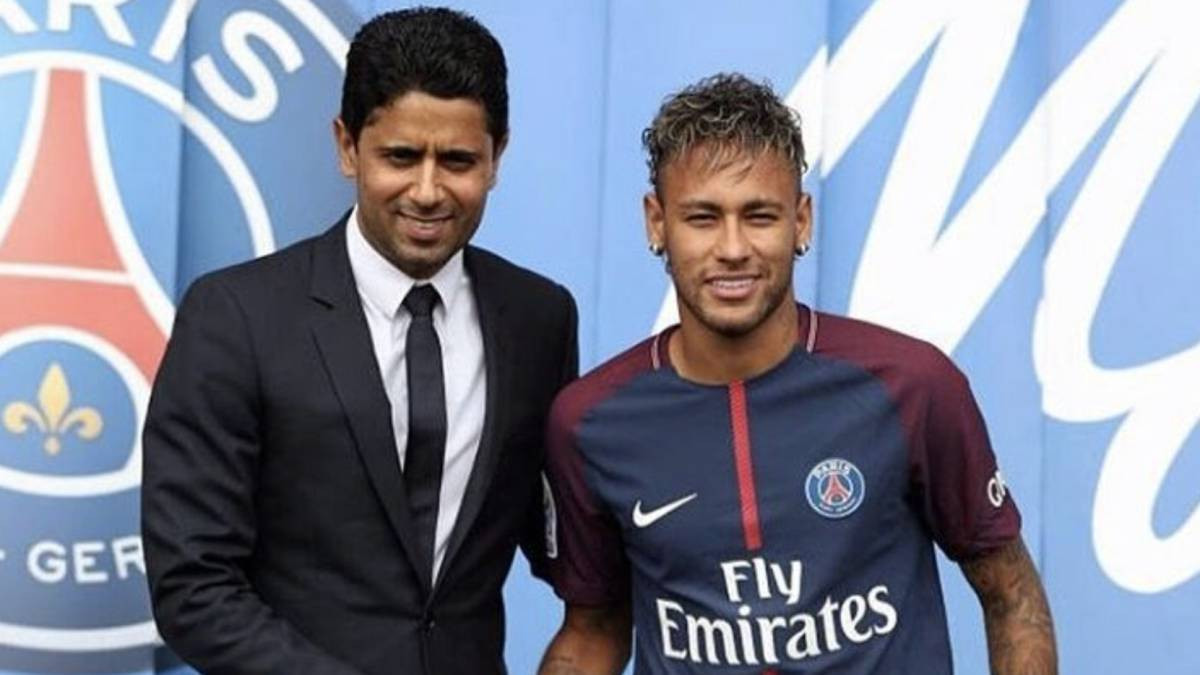 Neymar y Nasser Al-Khelaïfi en la presentación del brasileño / EFE