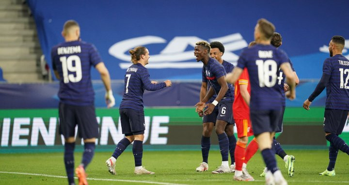 Pogba y Griezmann celebrando un gol contra Gales / Equipe de France
