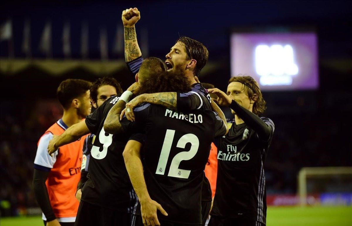 Ramos, Modric, Marcelo y Benzema celebran un gol con el Real Madrid | EFE