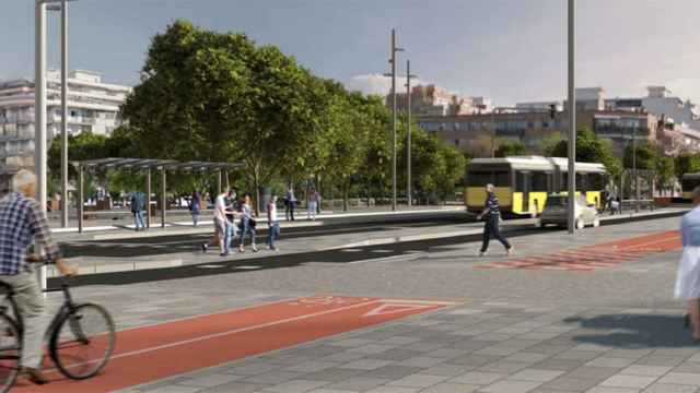 Simulación del nuevo eje del Baix Llobregat que convertirá la antigua carretera comarcal C-245 en un eje viario entre Cornellà y Castelldefels / AMB