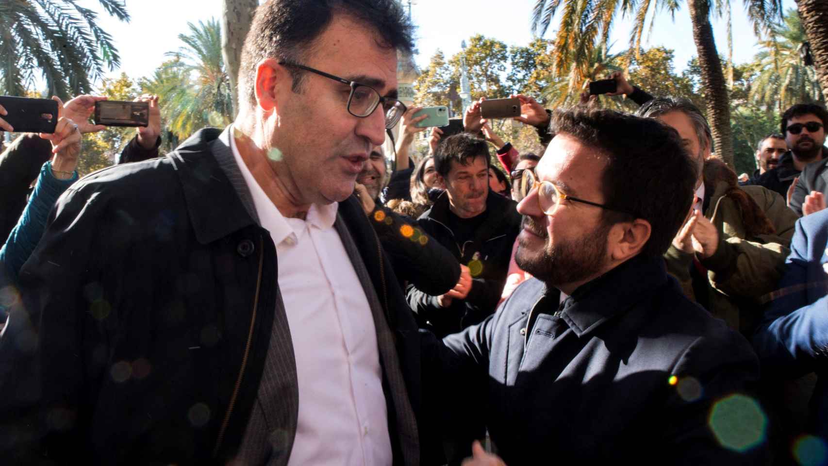 Lluis Salvadó, diputado de ERC investigado por el 1-O, acompañado del vicepresidente de la Generalitat, Pere Aragonès, a su llegada al TSJC / EFE