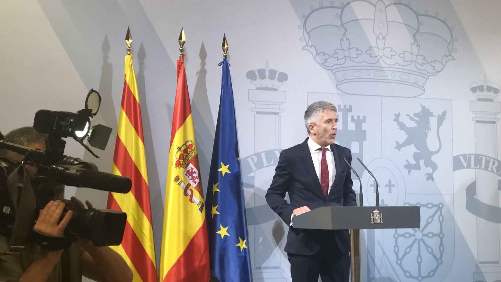 El ministro del Interior, Fernando Grande-Marlaska, en su comparecencia en Barcelona / CG